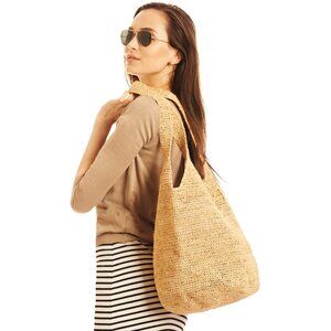 HEIDI WYNNE "PALM BEACH" NATURAL RAFFIA HOBO BAG GREAT CONDITION VERY CLEAN